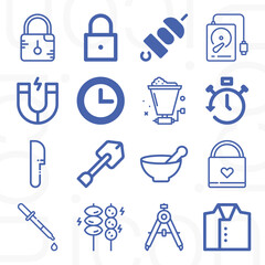 16 pack of preparation  lineal web icons set