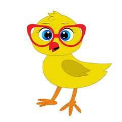 Cute cartoon animal with glasses vector illustration