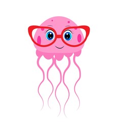 Cute cartoon animal with glasses vector illustration