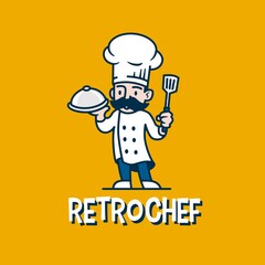 chef retro mascot cartoon logo vector icon illustration