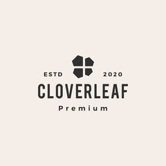 clover leaf hipster vintage logo vector icon illustration