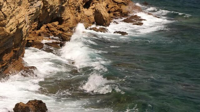 white foaming waves on the croatian coast