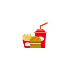 hamburger, drink & potato stick icon vector symbol