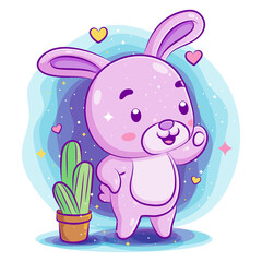 Cute baby rabbit playing at the garden