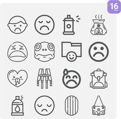 Fototapeta premium Simple set of tired related lineal icons.