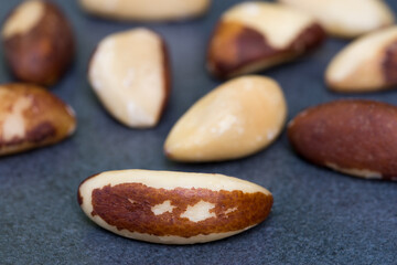 brazil nuts closeup selective focus