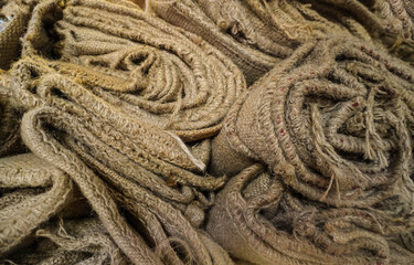 photo of the heap of sacks in factory in Chiang Rai, Thailand