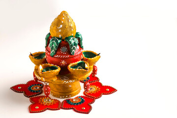 Indian Festival Diwali , Beautiful Clay Oil Lamp for for diwali celebration