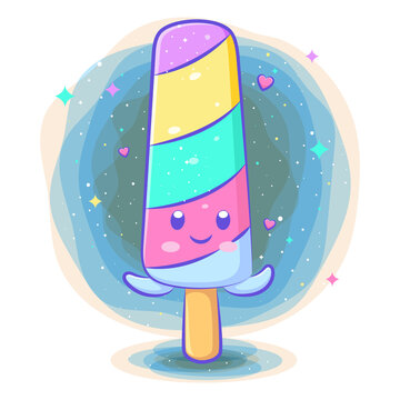 Kawaii ice cream stick cartoon character