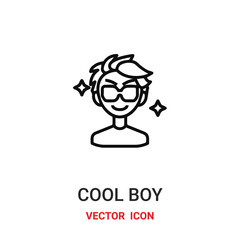 Obraz premium Cool boy vector icon. Modern, simple flat vector illustration for website or mobile app.Boy symbol, logo illustration. Pixel perfect vector graphics 