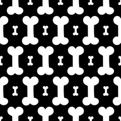 Halloween vector seamless pattern background with white bones.