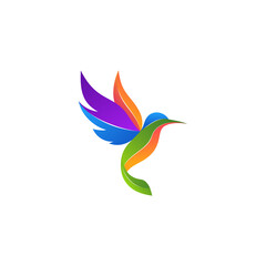 Modern colorful hummingbird logo illustration © edi