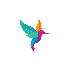 Modern colorful hummingbird logo illustration © edi