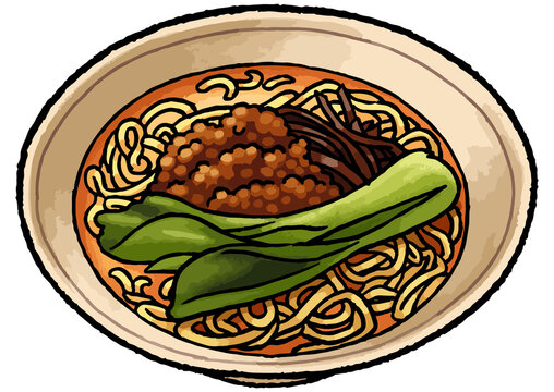noodles bowl with bok choy and meat clip art preview