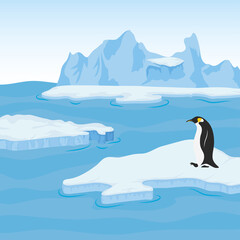 iceberg block arctic scene with penguin