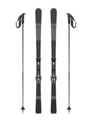 Mountain skis and poles