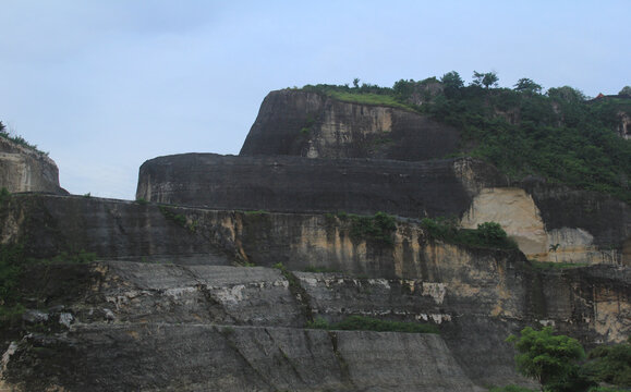 Panorama of green hills in summer 