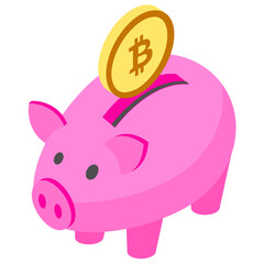 
A kiddish piggy bank with bitcoin icon in the center, a perfect icon for bitcoin piggy bank
