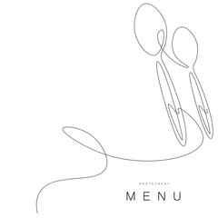 Menu restaurant background with spoons drawing. Vector illustration