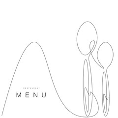 Menu restaurant background with spoons line drawing. Vector illustration