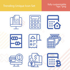 Simple set of counting related lineal icons.