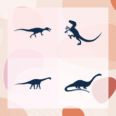 Simple set of dinosaur related filled icons