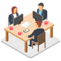 
People around table portraying concept of conference or meeting
