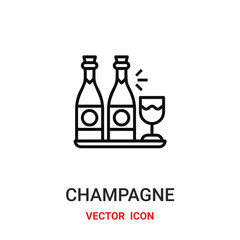 Fototapeta na wymiar champagne icon vector symbol. champagne symbol icon vector for your design. Modern outline icon for your website and mobile app design.