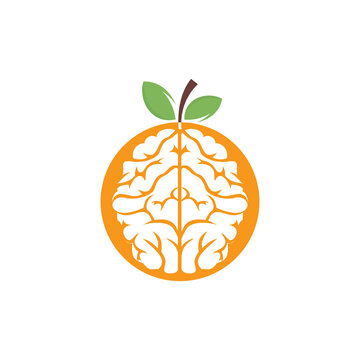 Orange brain vector logo design. Logo of a fruit style brain.	