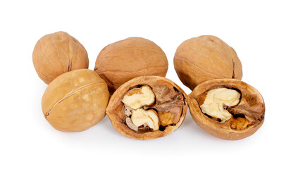 Walnuts isolated in white background