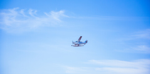 Fototapeta na wymiar Small plane in the air