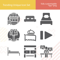 Simple set of rest related filled icons.