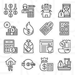 16 pack of expense  lineal web icons set