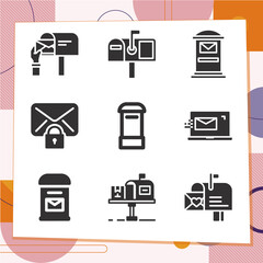 Simple set of 9 icons related to chain armour