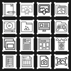 16 pack of interactions  lineal web icons set