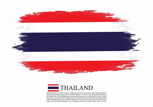 Textured and vector flag of Thailand drawn with brush strokes.