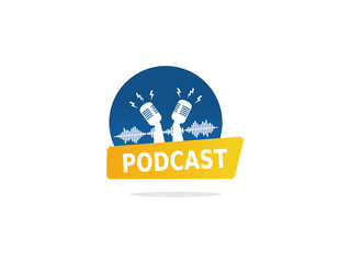 Podcast logo. Vector illustration icon designs template