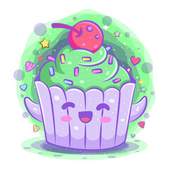 Cupcake kawaii cartoon character