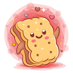 Bread kawaii cartoon character