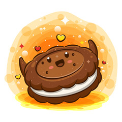 Biscuit with cream kawaii cartoon character