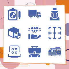 Simple set of 9 icons related to box