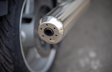 close up of motorcycle muffler