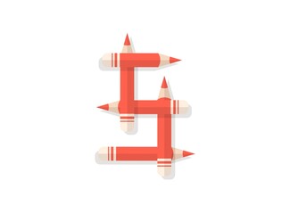 Letter S font made of pencils. Vector design element for logo, banner, posters, card, labels etc.