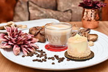 coffee and cake on table 