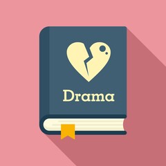Drama literary genre book icon. Flat illustration of drama literary genre book vector icon for web design