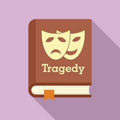 Tragedy literary genre book icon. Flat illustration of tragedy literary genre book vector icon for web design