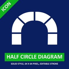 half circle diagram icon solid style on color background. chart and diagram vector illustration. base 64 x 64 pixels. expanded.