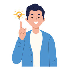 Fototapeta na wymiar Man shows gesture of a great idea find solution of the problem vector illustration in cartoon style concept in cartoon flat style illustration isolated 