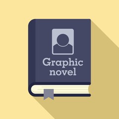 Graphic novel book icon. Flat illustration of graphic novel book vector icon for web design