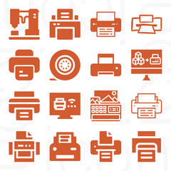 16 pack of addressing machine  filled web icons set